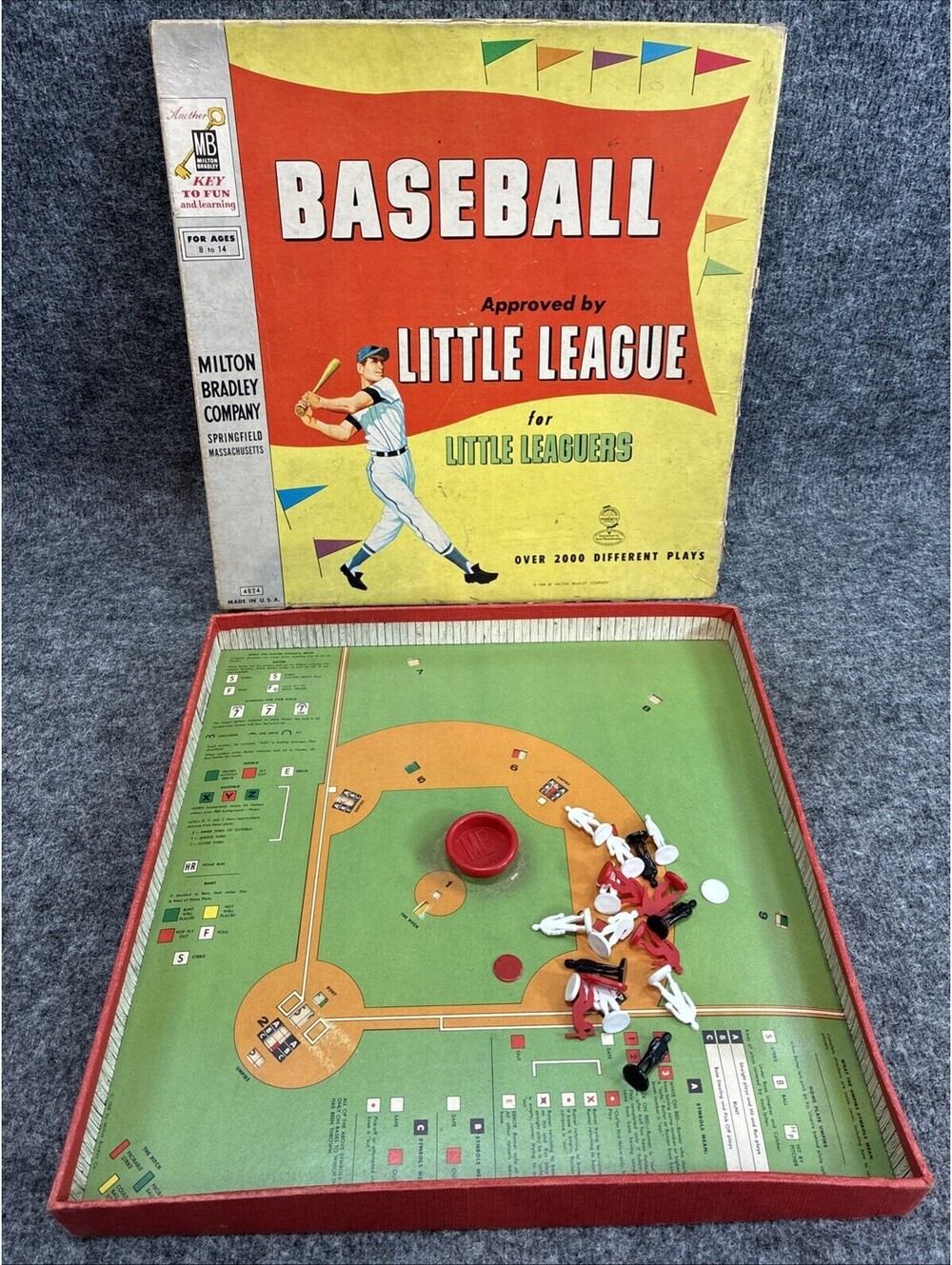 1958 Milton Bradley Baseball Approved by Little League Board Game Incomplete
